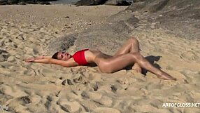 Monika SHOWS OFF Shiny PANTYHOSE on Beach