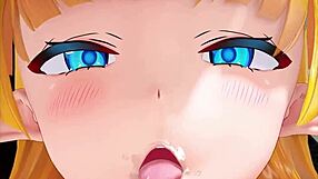 Anime girl gets covered in cum in Elf MMD Hentai video
