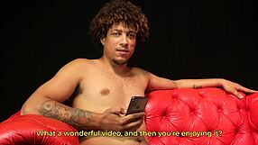 guy casually sucks two mega endowed cocks in bareback scene