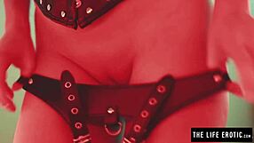 Oh wow, pretty redhead in stockings whips her own ass with toys until she cums hard! 😈