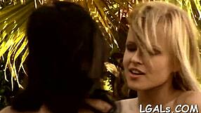 Girls participate in lesbian games with playful interactions.