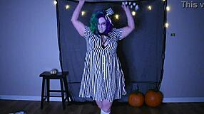 Fat BBW Beetlejuice Strips And Rips Costume