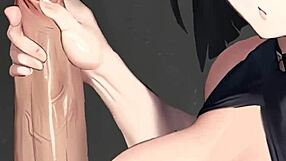 POV of Hinata from cartoon girl gives an sensual handjob