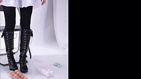 Fetish Boot Crushing Food on Ass and Shoes