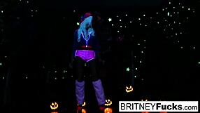 Two blondes share halloween scare with big tits