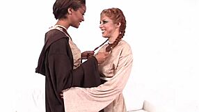 skin diamond dives into a steamy lesbian encounter with intense ebony action on display.