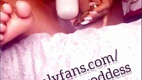 Ebony Sexy Thot Uses Dildo For Squirting And Creaming With Feet Involved