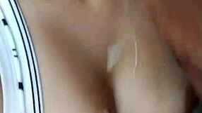 hermosa putita sucks cock in my workshop, bends over for doggystyle, cums on big tits