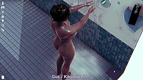 Watch that big tits babe bathing in the shower!