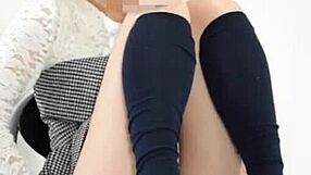 A bare-skirted woman from behind exposes herself