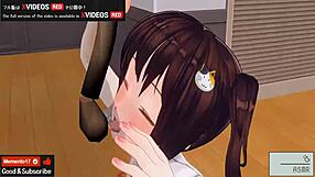 uncensored japanese hentai with mind-blowing handjob and blowjob asmr