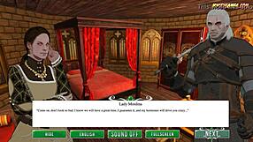 in the game, the witch grants a fuck wish with blowjob and sex