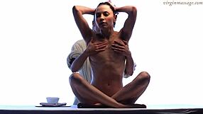 little tight virgin pussy teen vika massaged by old seducer