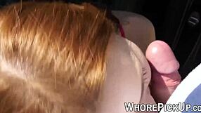 Redhead prostitute gets fucked with big cock near euro highway, pov cumshot