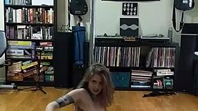 This sexy black woman strips to dance in white skirt