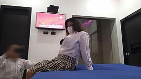 The amateur teacher and student fuck each other in doggystyle pose