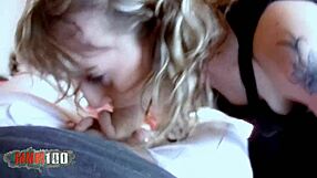 Skinny french blonde with big pussy gets hard fucking