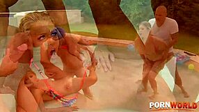 blonde bikini babes mira sunset and christen courtney dive into rough anal orgy by the pool