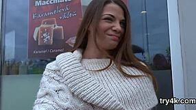 sweet cutie gives a deepthroat blowjob in pov, then her soft vagina gets nailed hard.