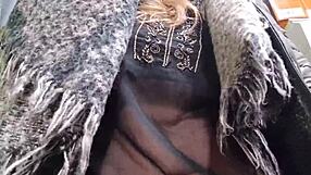 Naughty hazel flashes her natural tits while shopping outdoors in public