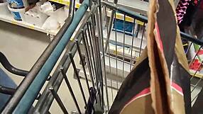 Naughty hazel flashes her natural tits while shopping outdoors in public