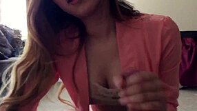 she gives bj and takes cum in mouth