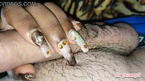 A Brazilian man gets a handjob and wets a bath with milk