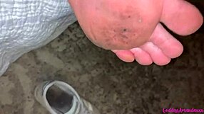 Look at those bouncing boobs and pissing pussy! Are her dirty feet and shoes getting you excited?