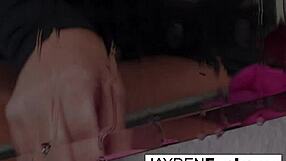 Jayden Jaymes, nude brunette pornstar with big tits, masturbates her amazing pussy