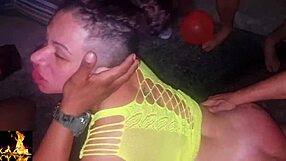 Dinner turns into gangbang with pussy licking and blowjobs.