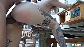Ed Junior Feels Intense Bursting Young Tattooed Blonde's Ass