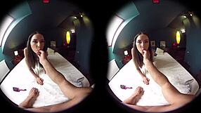 petite teen plays with toys early morning