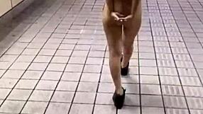 nana revels in being naked outside the station and hails a taxi bare
