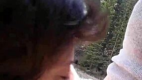 petite latina sucks huge cock and swallows cum by riverfront