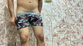 Gay Interracial Amateur Pornstar Masturbates Solo with Hard Cock