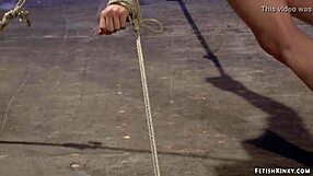 Lesbian slave gagged, tied up, mouth and ass banged hard