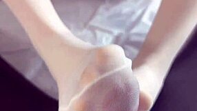 Detailed foot sex in very comfortable nylon stockings and pantyhose.