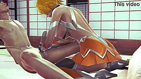 Sakura Igawa in 3D animation from Action Taimanin with missionary pose