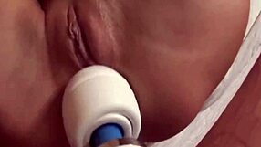 blonde milf lesbians use huge vibrator for fingering and masturbation