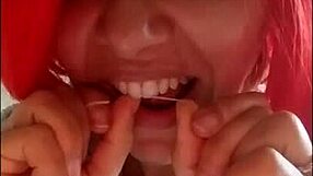 Chantal's oral fetish: Toothbrushing and spitting closeup