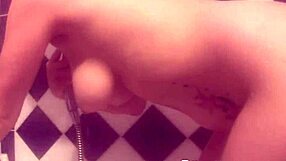 Incredible busty girlfriend masturbates in shower