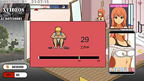 Horny hentai woman with large chest has sex on large dick inside hydraulic fucking machine