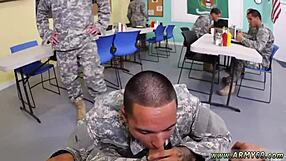 Gay Asian man get double penetration for being a sissy with a muscular white drill sergeant