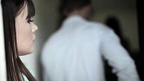 busty babe sucks cock in taboo threesome