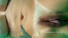 Naked milf sucks big cock in pool