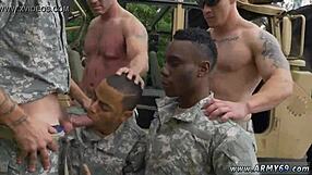 Military threesome action for young gay Asian men