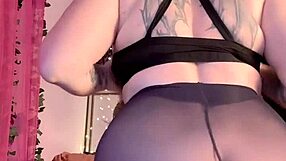 relaxing solo session in black pantyhose with feet focus