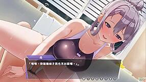 Double room bliss: A bathroom panty tease and mutual orgasms in anime game