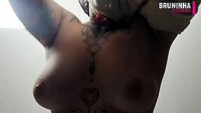 Brazilian cowgirl flaunts her big silicone ass