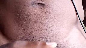 stroking massive black cock leads to cum spilling on the homemade floor